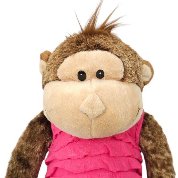 Build A Bear Smiley Monkey Stuffed Animal Plush Toy Pink Top Denim Sequin Jeans - Picture 2 of 13